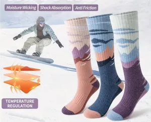 Unisex Tall Ski Socks 10-13 Merino Wool Anti-odor Anti-slip Alps Design NEW NICE thumbnail 1