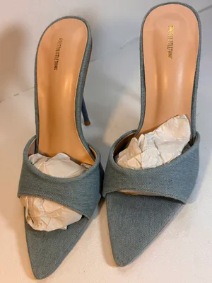 Pretty Little Thing Denim Heel Mule Sandals casual classic summer party style thumbnail 5