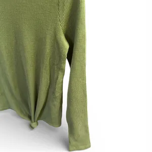 Madewell Womens Jacquard Elwood Knot Front Ribbed Top In Green thumbnail 8