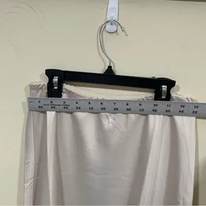 NWT Emprada Women's Long Satin Skirt Elastic Waist Champagne Silk A-Line Skirt L thumbnail 4