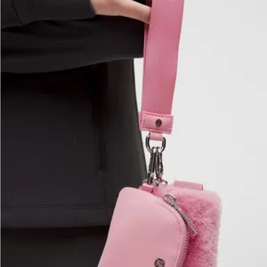 Lululemon NWTs Dual Pouch Wristlet Pink Plush Fleece thumbnail 2