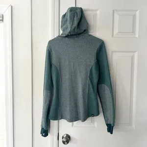 Pact Organic Two Tone Green Heather Full Zip Hooded Sweatshirt Jacket Small thumbnail 9
