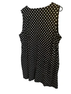 Lands’ End Polka Dot Sleeveless Jersey T-Shirt Dress Swim Cover Up Pockets XL 18 thumbnail 5
