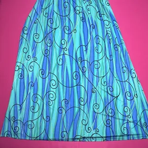VTG Y2K Young Joy Psychedelic Swirl Print Halter Dress Blue Teal USA S/M thumbnail 2
