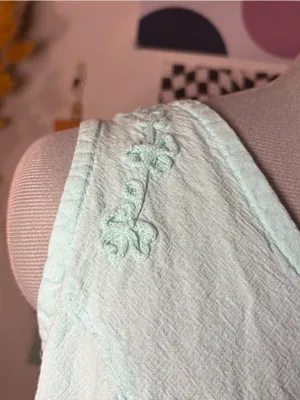 Turquoise Embroidered Button‑Front Dress thumbnail 3