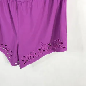 Fabletics XS Romper Perforated‎ Legs Purple Off Shoulder Short Sleeve 1304 thumbnail 4