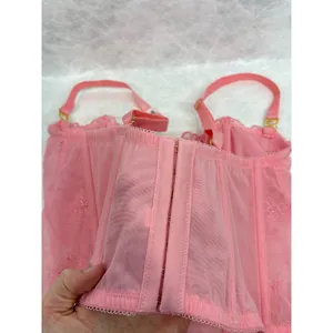 Victorias Secret Dream Angels Pink Mesh Floral Corset Bra Top M-DD E80 thumbnail 4