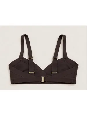 H&M Chocolate Brown Bikini Set NWOT Size‎ 12 Textured Stripe Swimwear thumbnail 4