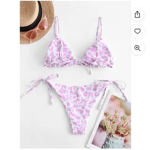 ZAFUL Triangle pink and white animal print bikini set thumbnail 3