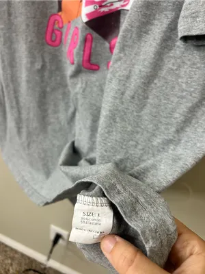 Olivia J’s Boutique LET'S GO GIRLS Gray Graphic Tee with Pink Accents Sz L thumbnail 2