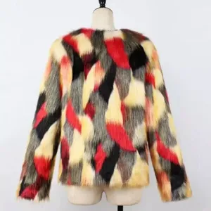 Faux Fur Coat Shabby Chic Boutique Lined Thick Fluffy Red Brown Tan Black Fur thumbnail 5