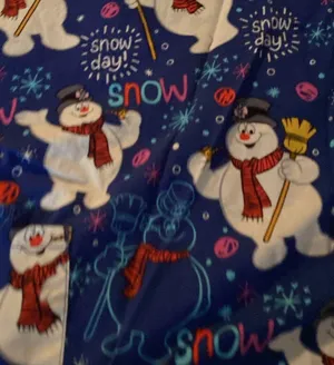 Woman’s Frosty the Snowman scrub top size medium thumbnail 2