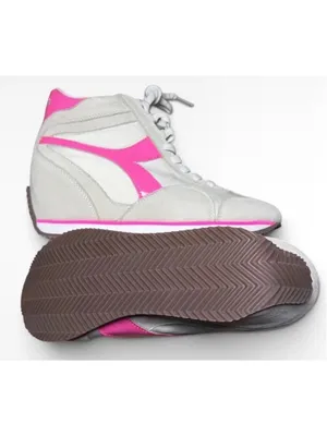 Women's Diadora Wedge Retro Sneakers White and Pink Size 7.5 thumbnail 5