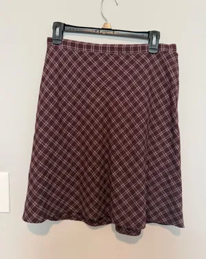 Abercrombie & Fitch Burgundy Plaid Wool Blend A-Line Skirt Size 6 Vintage Style thumbnail 1