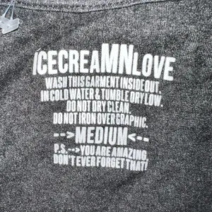Icecreamnlove brand gray T-shirt with adult ish on front thumbnail 5
