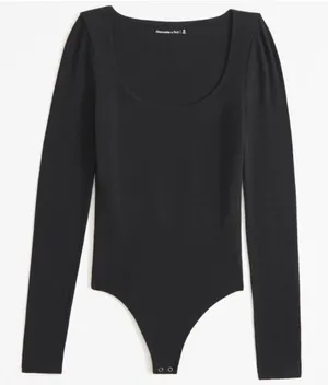 Abercrombie and Fitch Bra-Free Cotton-Blend Seamless Fabric Scoop‎ Neck Bodysuit thumbnail 1