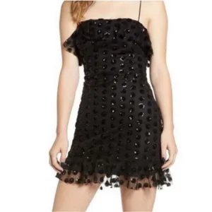 Altar'd State Sparkle Polka Dot Dance Party Homecoming Mini Dress Black Size M thumbnail 2