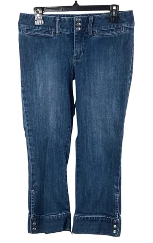 Gap Jeans Womens Size 6 Ultra Low Rise Cropped Blue Dark Wash Denim Buttons thumbnail 1