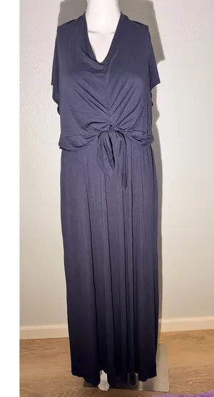 Lane Bryant Navy Blue Tie Front Maxi Dress Size 18/20 | Soft Stretch Jersey thumbnail 1