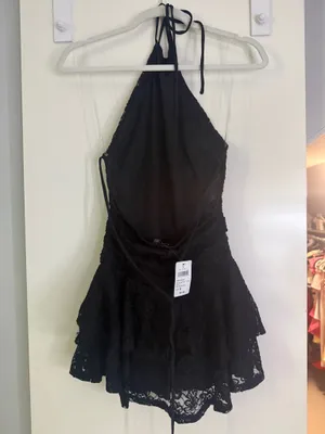 Black Windsor Halter Mini Dress thumbnail 2