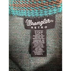 WRANGLER S Retro Punch Boyfriend Flannel‎ Shacket Aztec southwestern print Pearl thumbnail 4