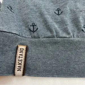 Naketano The Poet’s Choice Womens Crewneck Sweatshirt Medium Blue‎ Anchor *FLAW thumbnail 3