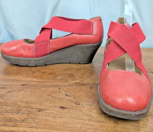 Bussola Zummia Elastic Strappy Red Leather Wedges 39 thumbnail 1
