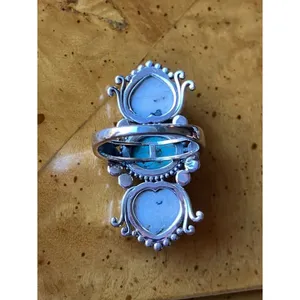 White Buffalo Turquoise Nevada Turquoise Sterling Silver Heart Ring Size 7 thumbnail 4