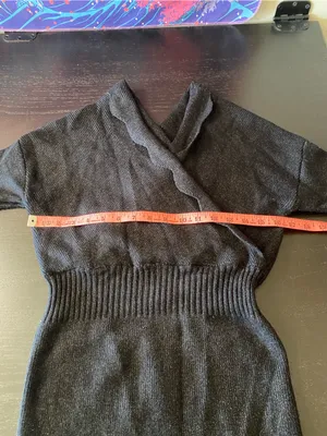 Black Long Sleeve Knit Wrap-Style Dress thumbnail 3
