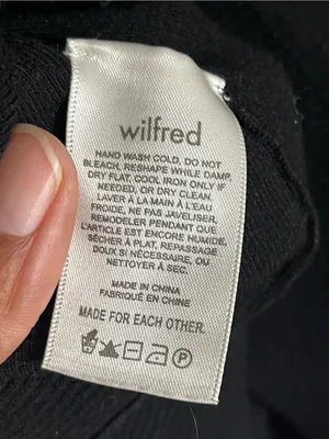 WILFRED Black Button-Front Cropped Puff Sleeve Cardigan Sweater Sz L thumbnail 9