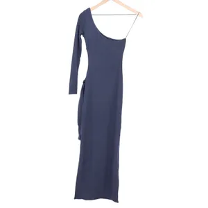 Naked Wardrobe Mens One Shoulder Maxi Dress Navy Blue Long Sleeve Side Tie S thumbnail 7