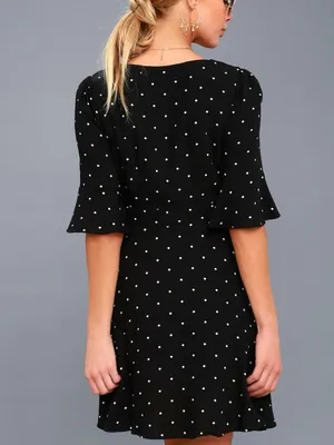 NWT Free People All Yours Black Polka Dot Tie-Front Dress Size 12 thumbnail 4