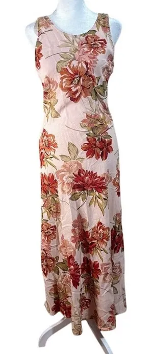 Paper Heart Floral Maxi Dress Womens S Pink New Linen Blend Open Back Sleeveless thumbnail 1