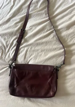 Frye Leather Crossbody Bag in Deep Burgundy maroon thumbnail 1
