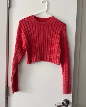 Aerie cropped cable knit sweater thumbnail 1