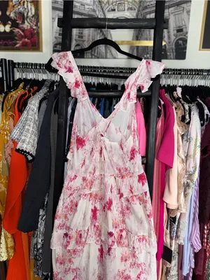 MISA Los Angeles x REVOLVE Morrison Floral Ruffle Midi Dress Women’s Small EUC thumbnail 16