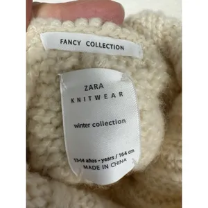 ZARA Cream Chunky Cable Knit Turtleneck Sweater Size‎ S Girls 13-14 Fisherman thumbnail 3