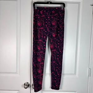 Indero black and pink patterned leggings with witchy or voodoo fleece Size M thumbnail 5