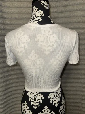 Antistar White Ribbed Cropped Top Size M thumbnail 4