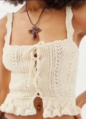 Urban Outfitters Carmella Lace-Up Sweater Tank Top. Size medium thumbnail 1