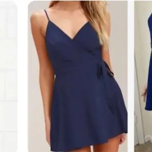 Lulu’s navy blue v-neck skirted S romper thumbnail 2