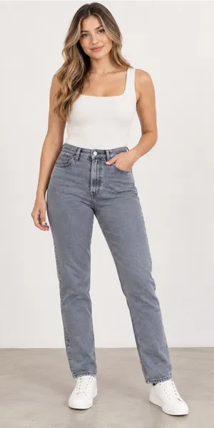 Levi's High-Rise Straight Jeans in Light Blue-Gray Wash thumbnail 1