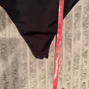 By‎ Anthropologie Womens Black Spaghetti Strap Thong Bodysuit Large Scoop Neck thumbnail 5
