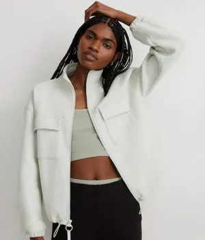 Madewell Mint Green Quilted Jacquard Zip‎ Women Jacket Sz M thumbnail 1