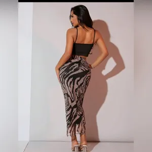 SHEIN Black Brown Zebra Print Pencil Skirt thumbnail 2