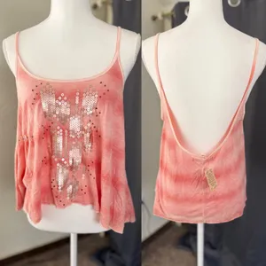 Decree Pink Tie Dye Sequin‎ Tank Top Low Back Cami Med y2k thumbnail 2