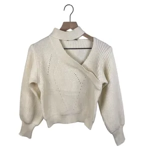 NEW Lulus Trendy Forecast Ivory Pointelle Knit Mock Neck Cutout Sweater Small thumbnail 4