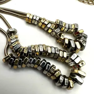Chico’s gold tone washer beads double strand long necklace thumbnail 4