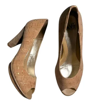 Sofft Ramona II Natural Cork Peep Toe Stacked Wooden Heel Comfort Pumps Sz 8.5 thumbnail 1