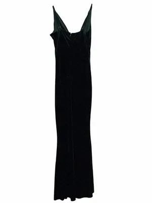 Baltic Born Deep Green Velvet V-Neck Maxi Dress thumbnail 4